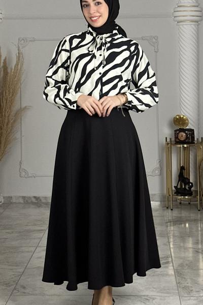 Açelya Gömlek  Siyah Beyaz