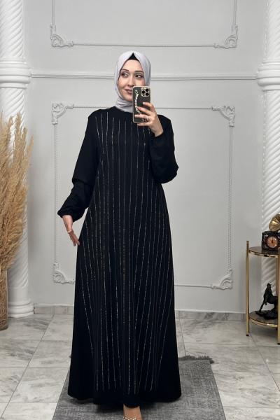 Ahu Taşlı Abiye Elbise  Siyah