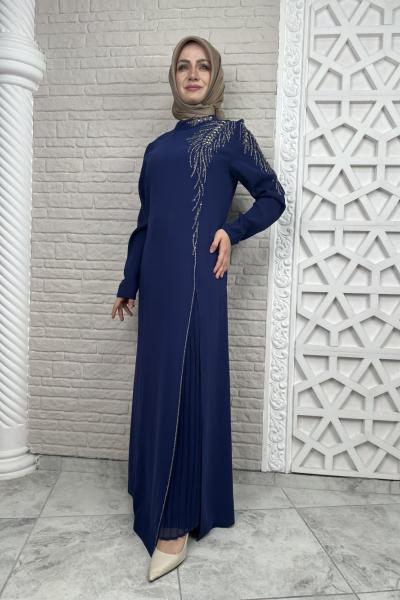 Alçin Taşlı Abiye  Açık Lacivert