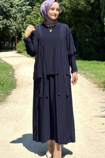 Ayça File Elbise  Lacivert