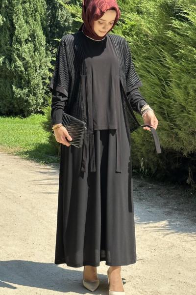 Ayça File Elbise  Siyah