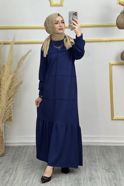 Aygül Biyeli Elbise Açık Lacivert