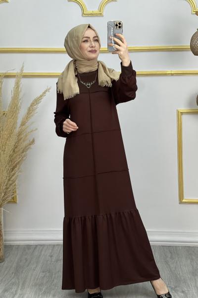 Aygül Biyeli Elbise Acı Kahve