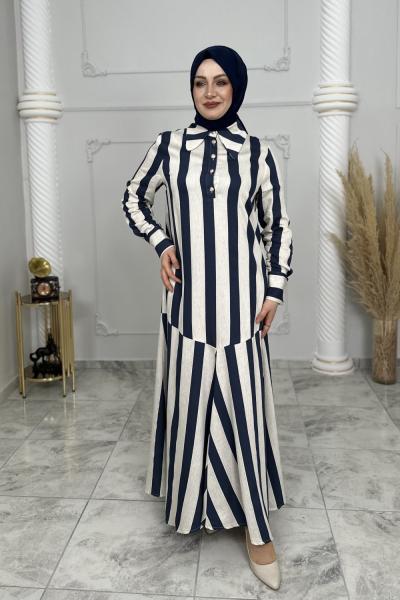 Ayla Elbise Mavi Ekru