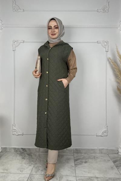 Ayla Kapitone Yelek  Yeşil