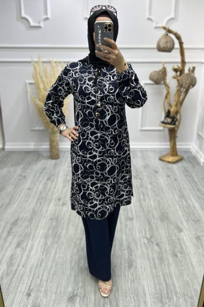 Baloncuk Tunik Takım Lacivert