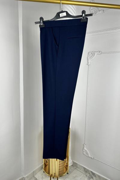 Battal Normal Paça Krep Pantolon  Lacivert