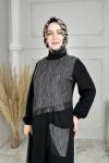 Beyza Elbise  Gri Siyah
