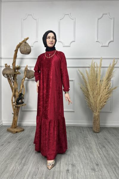 Beyza Kadife Elbise Kırmızı