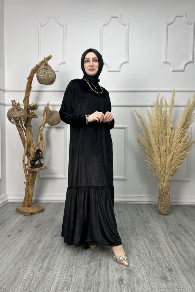 Beyza Kadife Elbise Siyah