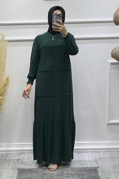 Biyeli Sandy Elbise Yeşil