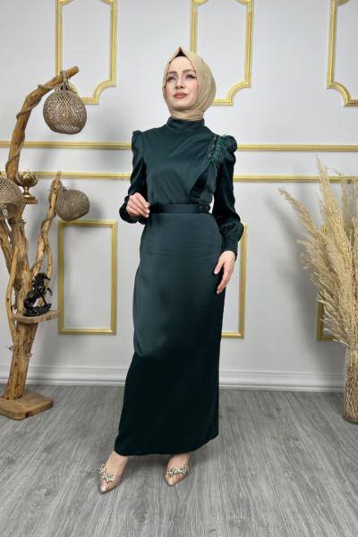 Çağla Taşlı Abiye Yeşil