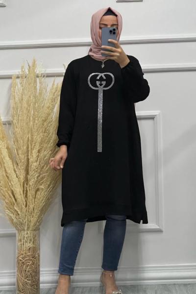 CANEL DESEN TUNİK Siyah