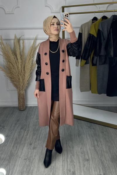 Çelik Örme Hırka  Pudra