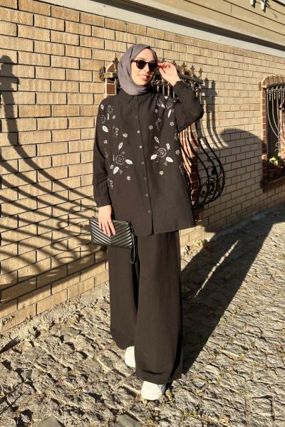 Çiçek Takım  Siyah