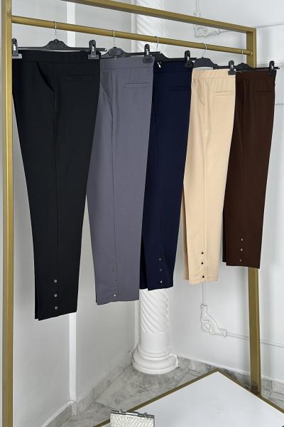 Dar Paça Duble Krep Çıtçıt Pantolon Bordo