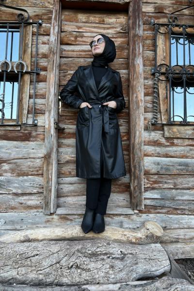 Deri Trenç Kap Siyah