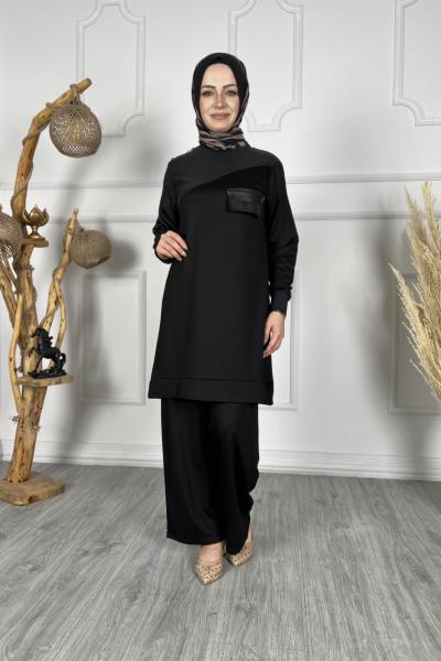 Deri Zincir Takım Siyah