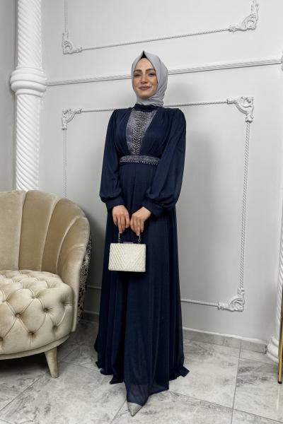 Destan Simli Abiye  Lacivert