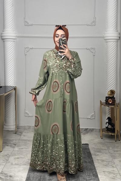 Dilek Viskon Elbise  Yeşil