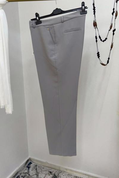 Duble Krep Dar Paça Pantolon Gri Gri