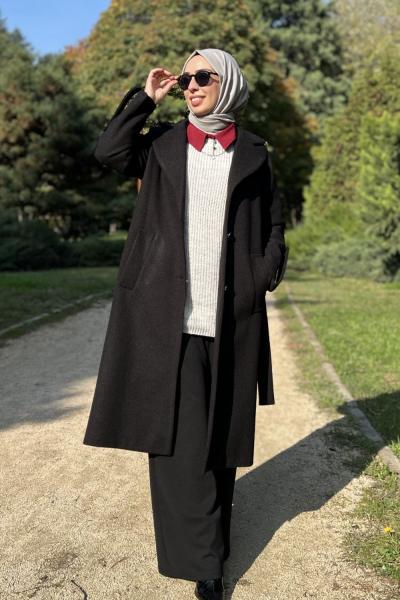 Elisa Kaşe Kaban Siyah