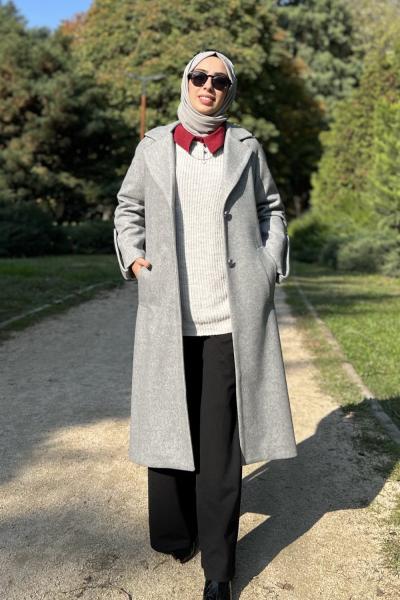 Elisa Kaşe Kaban Gri