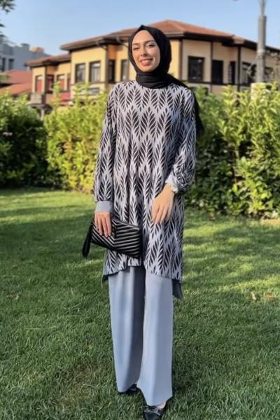 Elvan Takım Açık Gri