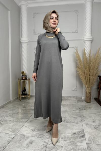 Gülce Merserize Elbise  Gri