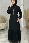 İnci abiye Siyah