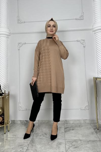 İpek Merserize Tunik  Bej