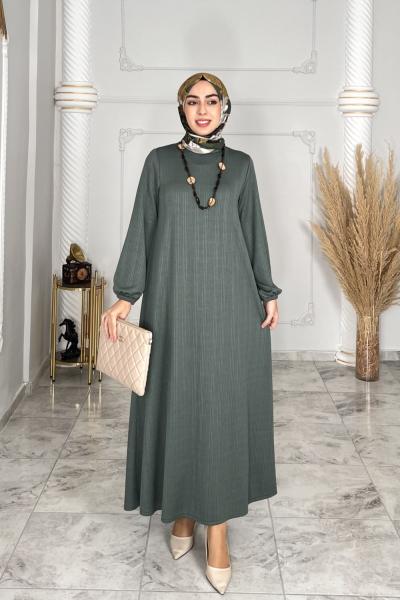 Kolye Hediyeli Gülçin Elbise  Yeşil