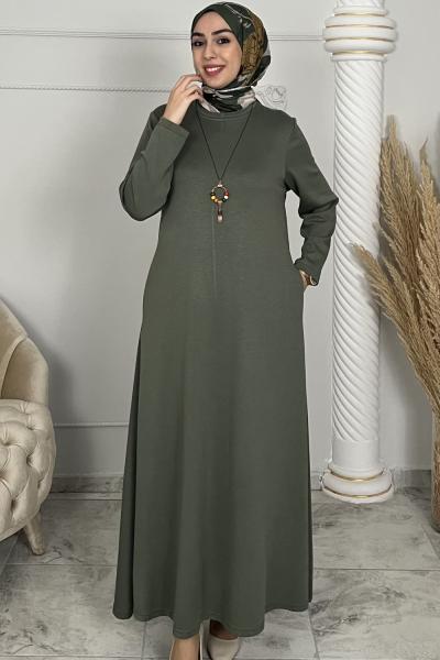 Kolye Hediyeli Esin Elbise Yeşil