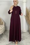 Kolye Hediyeli Esin Elbise  Bordo