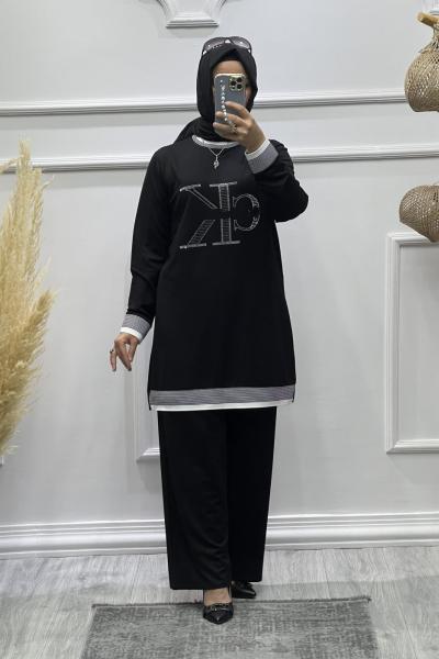 Kristal CK Desen Takım Siyah