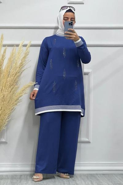 KRİSTAL DAMLA DESEN TAKIM Mavi