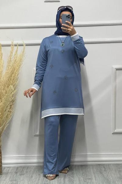 KRİSTAL HALKA DESEN TAKIM Bebe Mavisi