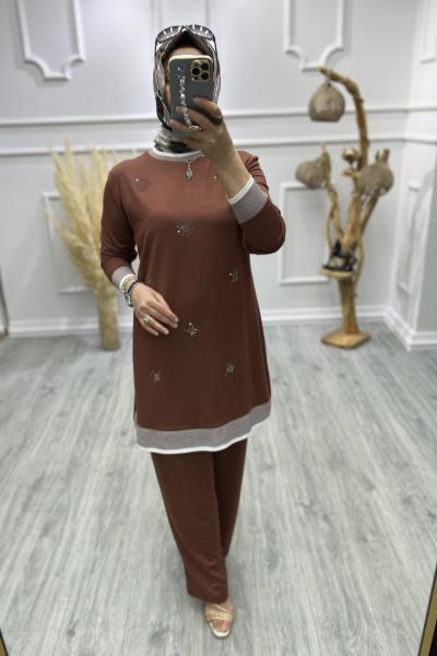 Kristal Halka Desen Takım Acı Kahve