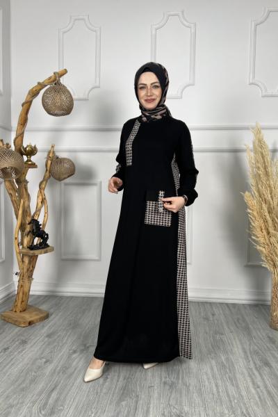 Kuşgözü Cepli Elbise Siyah