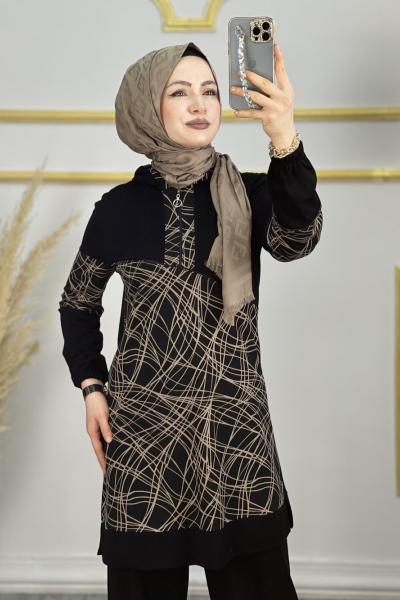Leyla Tunik  Siyah Kahverengi