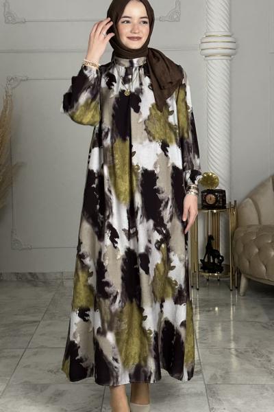 Manolya Elbise Yağ Yeşili