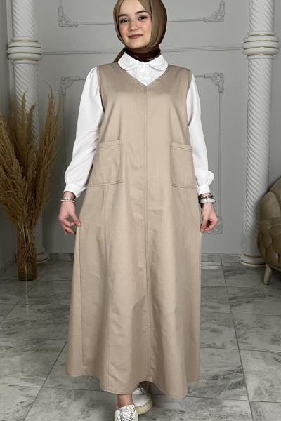 Melike Kot Elbise  Taş Rengi