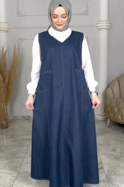 Melike Kot Elbise  Mavi