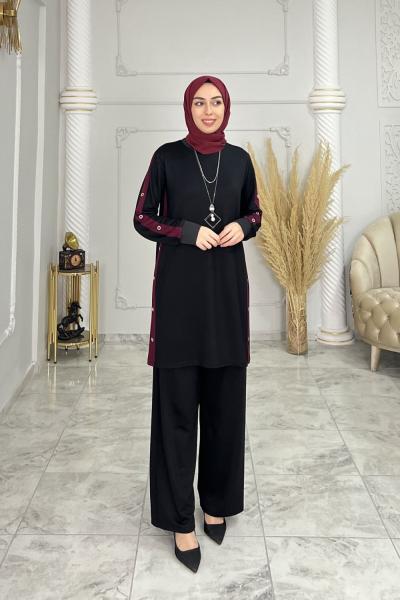Melike Takım Siyah Bordo