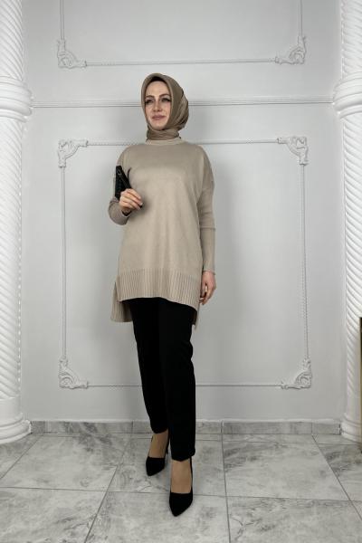 Melis Merserize Tunik  Bej