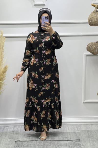 Meltem Elbise Siyah Kahverengi