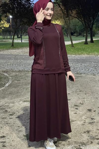 Mercan Etekli Takım Bordo