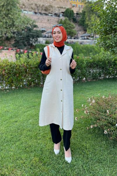 Mine Kapitone Yelek Kemik