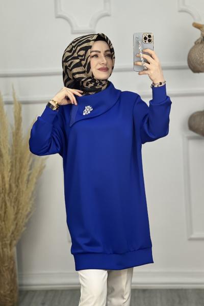 Minel Taş Broş Tunik Mavi