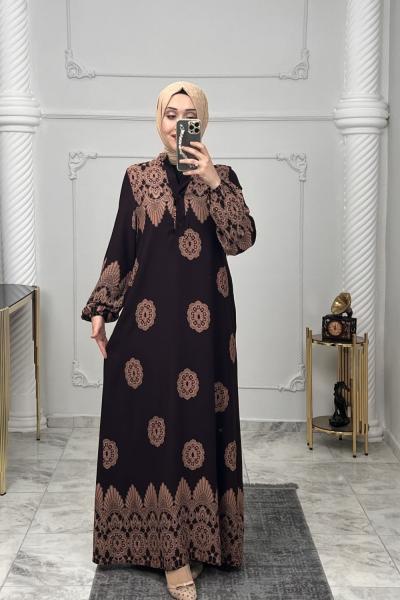 Naz Cepli Viskon Elbise Acı Kahve